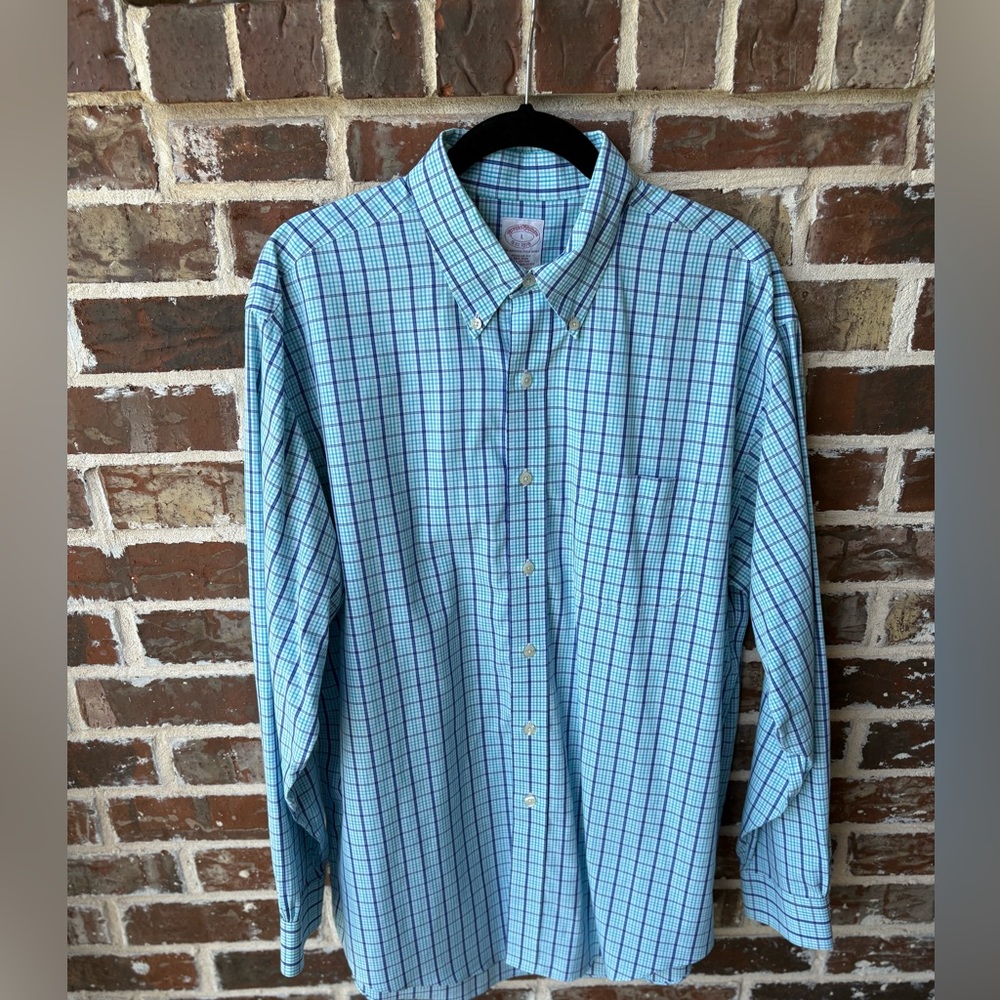 Brooks Brothers‎ The Original Polo Blue Check Button Down Shirt Size Large